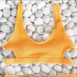 Cupshe Orange Ribbed Cutout Bikini Top